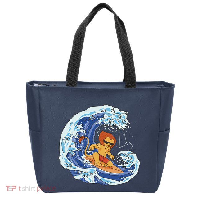 Lion Surfing Wave Zip Tote Bag