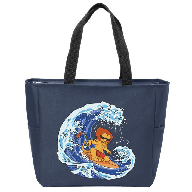 Lion Surfing Wave Zip Tote Bag