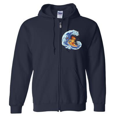 Lion Surfing Wave Full Zip Hoodie