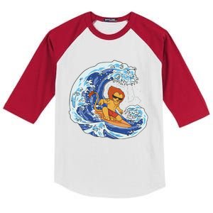 Lion Surfing Wave Kids Colorblock Raglan Jersey