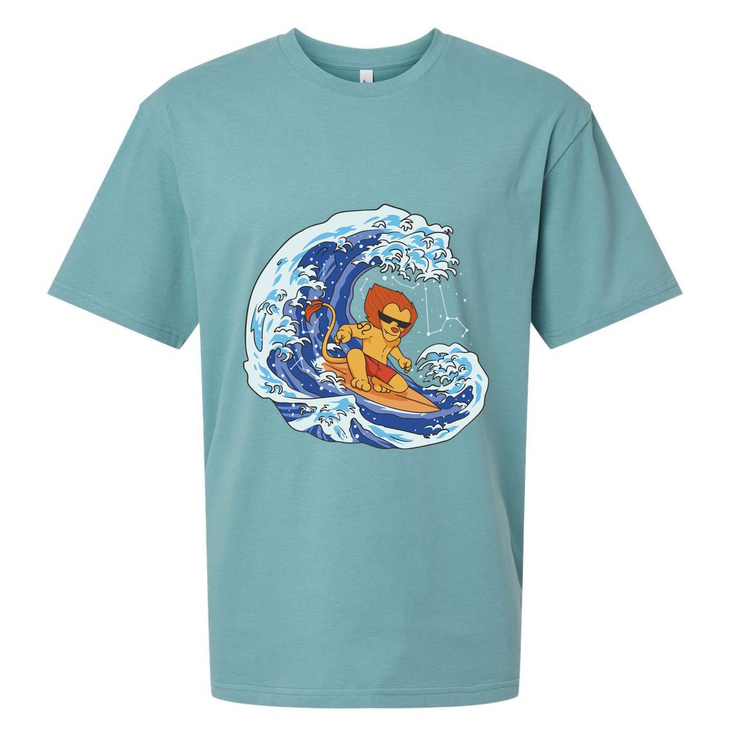 Lion Surfing Wave Sueded Cloud Jersey T-Shirt