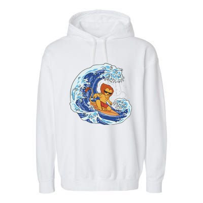 Lion Surfing Wave Garment-Dyed Fleece Hoodie