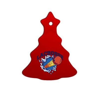 Lacrosse Sport Wild Ceramic Tree Ornament