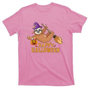 Lazy Sloth Witch Hat Halloween Animal Lovers Halloween Sloth T-Shirt