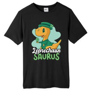 Leprechaun Saurus With A Dinosaur For St Patrick's Day Gift Tall Fusion ChromaSoft Performance T-Shirt