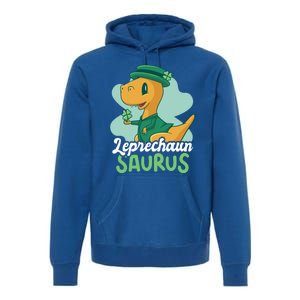 Leprechaun Saurus With A Dinosaur For St Patrick's Day Gift Premium Hoodie