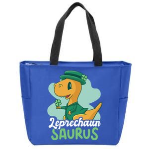 Leprechaun Saurus With A Dinosaur For St Patrick's Day Gift Zip Tote Bag