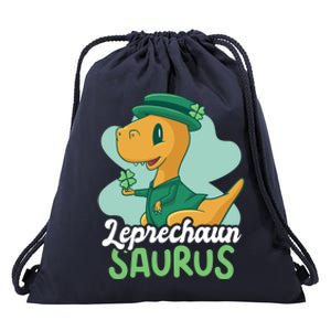 Leprechaun Saurus With A Dinosaur For St Patrick's Day Gift Drawstring Bag