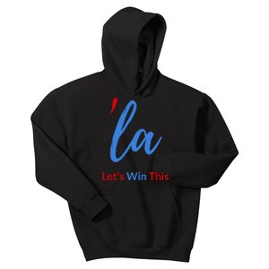 La Script With Comma Kamala LetS Win This Kids Hoodie