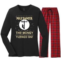 Lineman Support Your Local Pole Dancer Women's Long Sleeve Flannel Pajama Set 