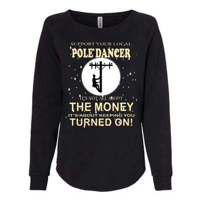 Lineman Support Your Local Pole Dancer Womens California Wash Sweatshirt