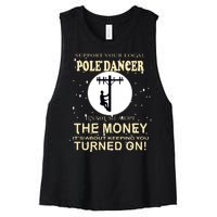 Lineman Support Your Local Pole Dancer Women's Racerback Cropped Tank