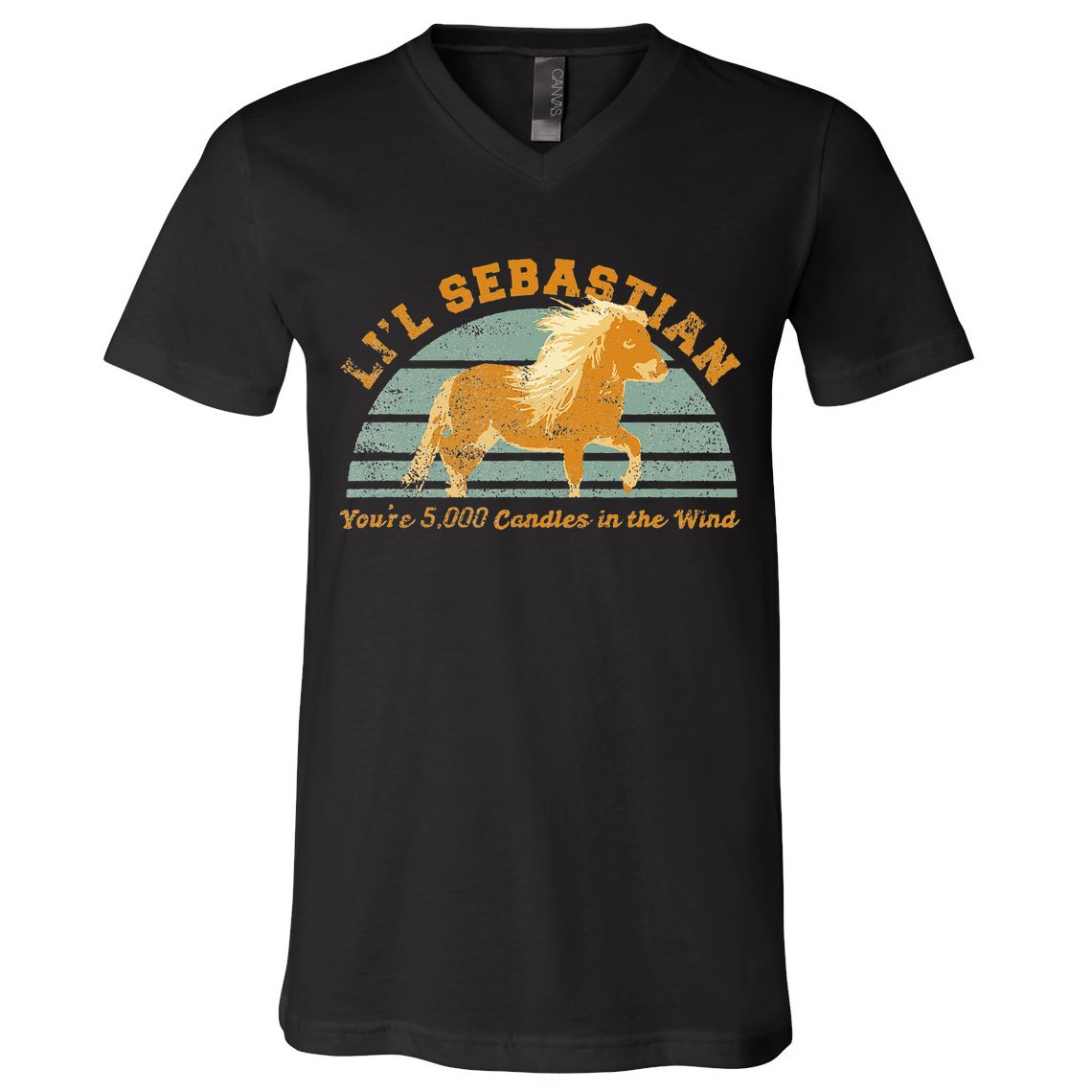 Lil Sebastian Youre 5000 Candles In The Wind Horse Fan V-Neck T-Shirt