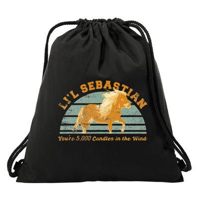 Lil Sebastian Youre 5000 Candles In The Wind Horse Fan Drawstring Bag