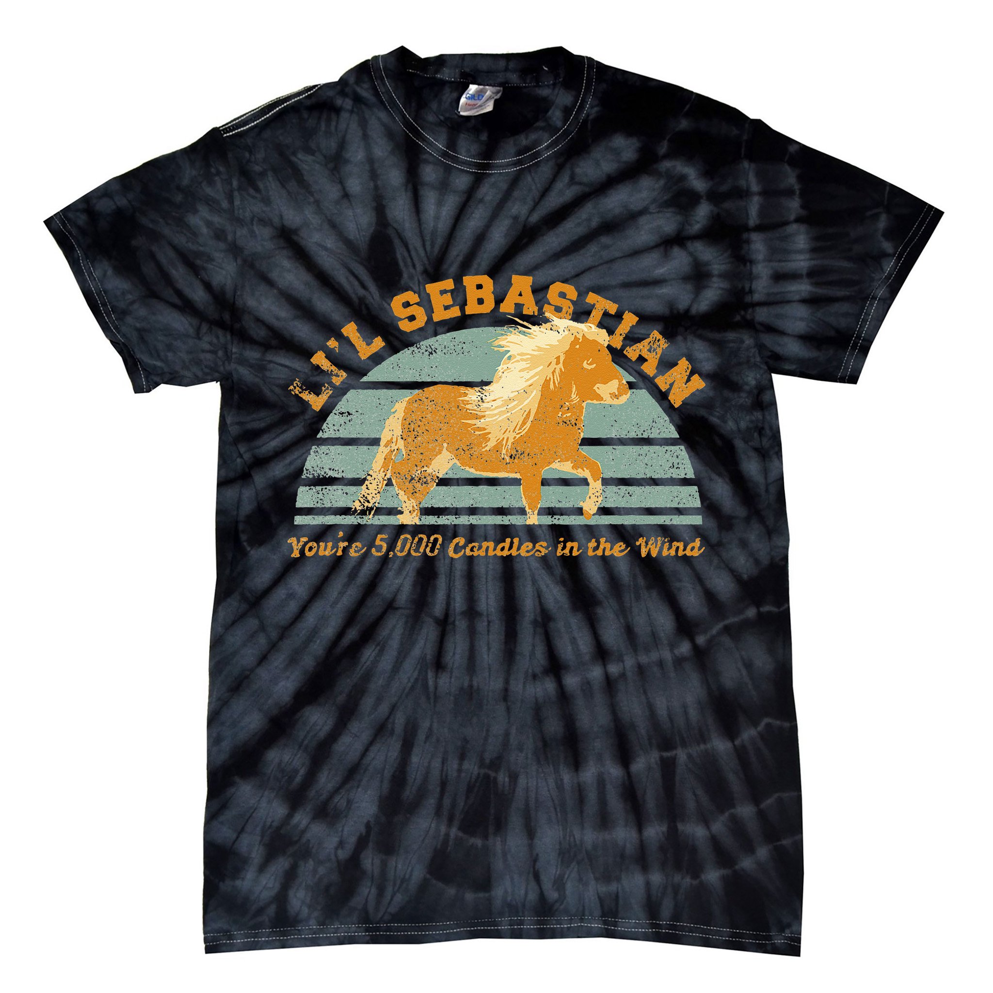 Lil Sebastian Youre 5000 Candles In The Wind Horse Fan Tie-Dye T-Shirt