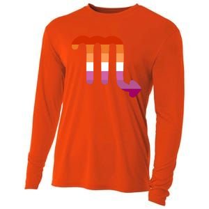 Lesbian Scorpio Zodiac Sign Lesbian Pride Flag Gift Cooling Performance Long Sleeve Crew