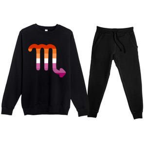 Lesbian Scorpio Zodiac Sign Lesbian Pride Flag Gift Premium Crewneck Sweatsuit Set