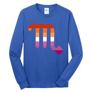 Lesbian Scorpio Zodiac Sign Lesbian Pride Flag Gift Tall Long Sleeve T-Shirt