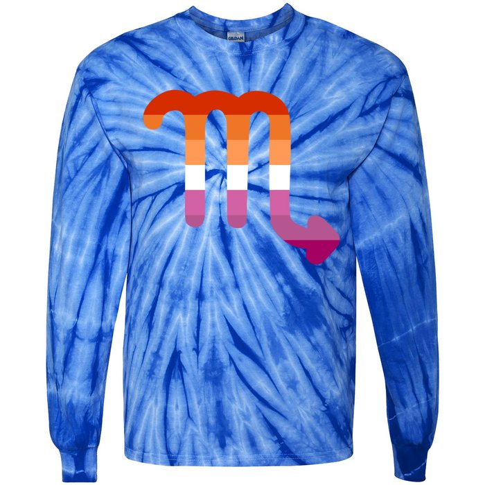 Lesbian Scorpio Zodiac Sign Lesbian Pride Flag Gift Tie-Dye Long Sleeve Shirt