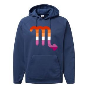 Lesbian Scorpio Zodiac Sign Lesbian Pride Flag Gift Performance Fleece Hoodie