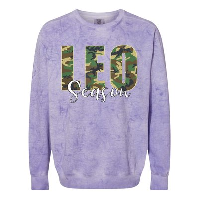 Leo Season Zodiac Birthday Camo Colorblast Crewneck Sweatshirt