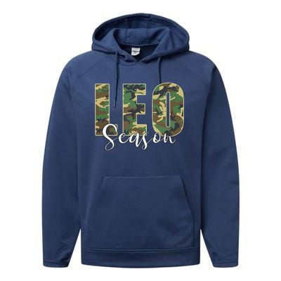 Leo Season Zodiac Birthday Camo Performance Fleece Hoodie