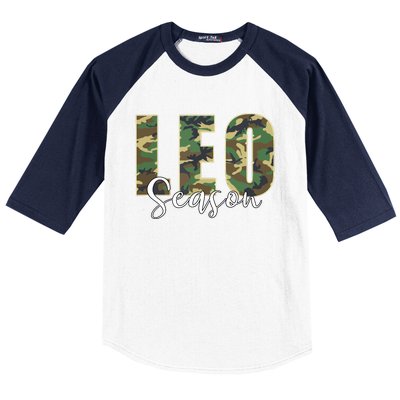 Leo Season Zodiac Birthday Camo Baseball Sleeve Shirt