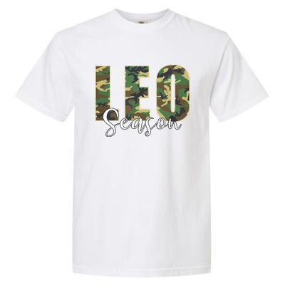 Leo Season Zodiac Birthday Camo Garment-Dyed Heavyweight T-Shirt