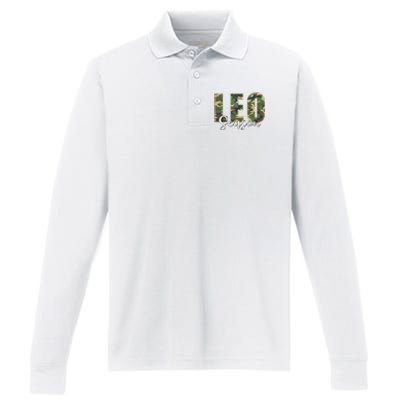 Leo Season Zodiac Birthday Camo Performance Long Sleeve Polo