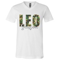 Leo Season Zodiac Birthday Camo V-Neck T-Shirt