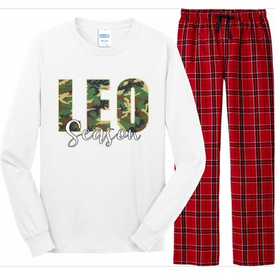 Leo Season Zodiac Birthday Camo Long Sleeve Pajama Set