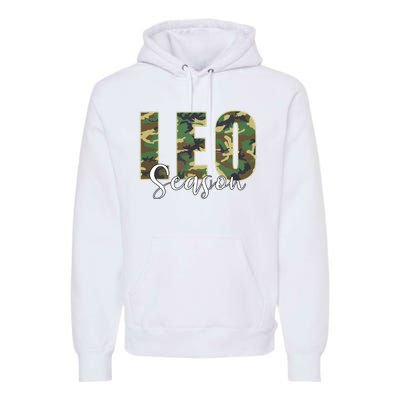 Leo Season Zodiac Birthday Camo Premium Hoodie