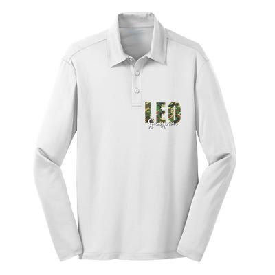 Leo Season Zodiac Birthday Camo Silk Touch Performance Long Sleeve Polo