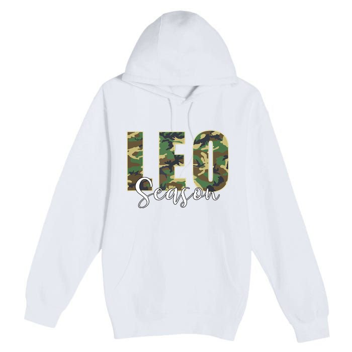 Leo Season Zodiac Birthday Camo Premium Pullover Hoodie