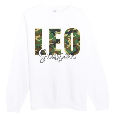 Leo Season Zodiac Birthday Camo Premium Crewneck Sweatshirt