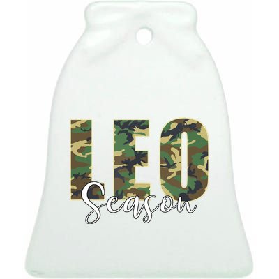 Leo Season Zodiac Birthday Camo Ceramic Bell Ornament