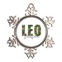 Leo Season Zodiac Birthday Camo Metallic Star Ornament