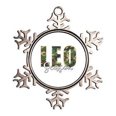 Leo Season Zodiac Birthday Camo Metallic Star Ornament