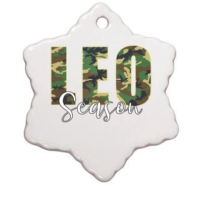 Leo Season Zodiac Birthday Camo Ceramic Star Ornament