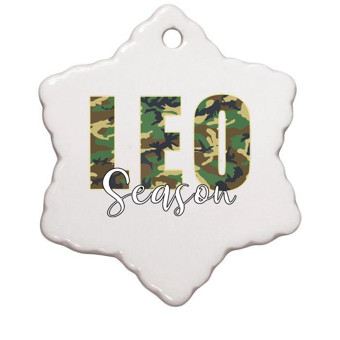 Leo Season Zodiac Birthday Camo Ceramic Star Ornament