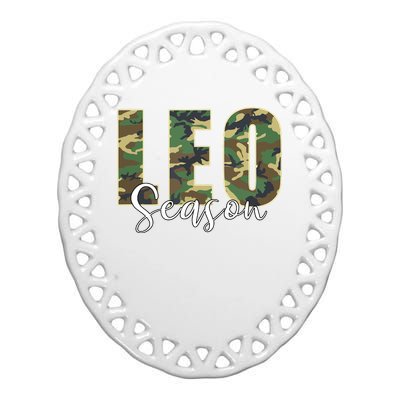 Leo Season Zodiac Birthday Camo Ceramic Oval Ornament