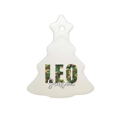 Leo Season Zodiac Birthday Camo Ceramic Tree Ornament