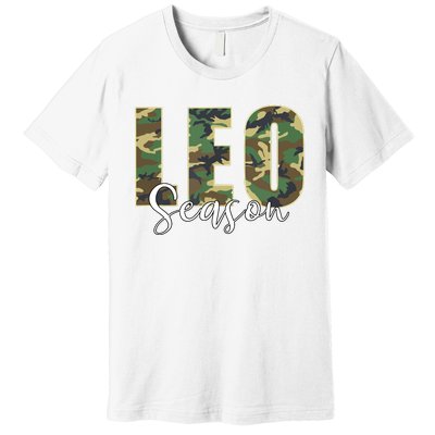 Leo Season Zodiac Birthday Camo Premium T-Shirt