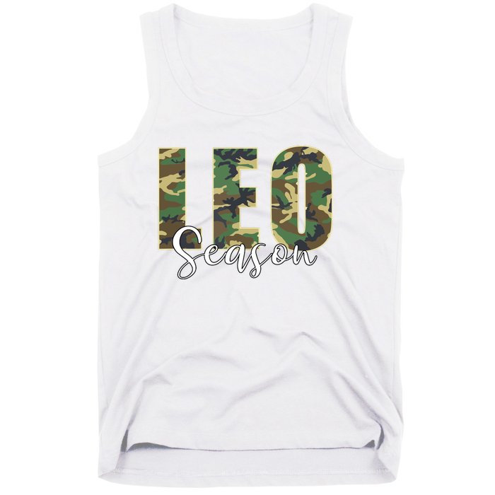 Leo Season Zodiac Birthday Camo Tank Top