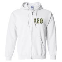 Leo Season Zodiac Birthday Camo Full Zip Hoodie