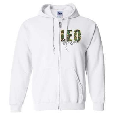 Leo Season Zodiac Birthday Camo Full Zip Hoodie