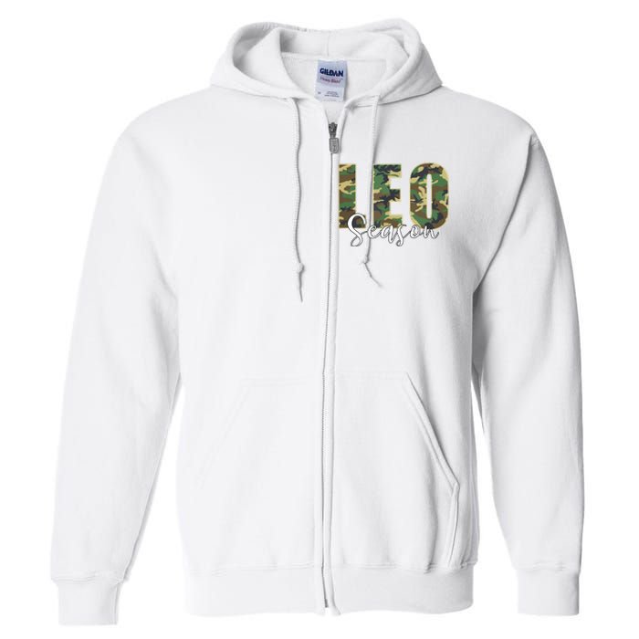 Leo Season Zodiac Birthday Camo Full Zip Hoodie