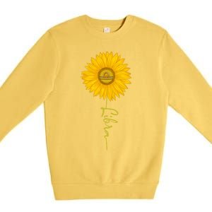 Libra Sunflower Zodiac Sign Floral Horoscope Gift Premium Crewneck Sweatshirt