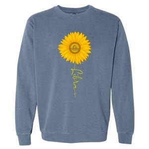 Libra Sunflower Zodiac Sign Floral Horoscope Gift Garment-Dyed Sweatshirt