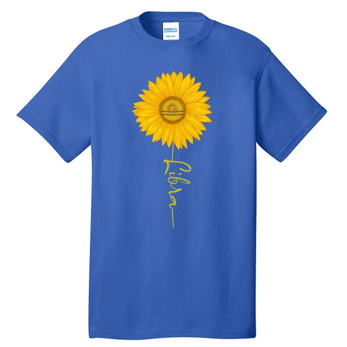 Libra Sunflower Zodiac Sign Floral Horoscope Gift Tall T-Shirt